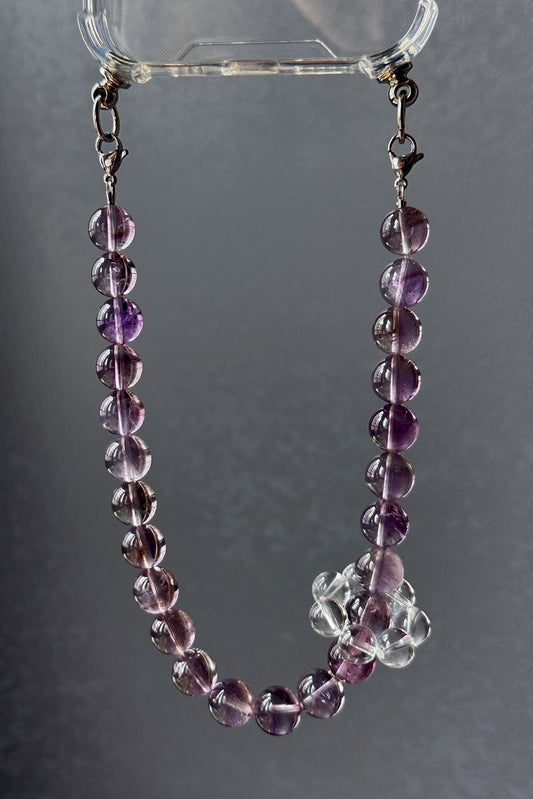 “Blessed Equilibrium” Amethyst Phone Strap / Gemstone Phone Charm/ Healing Crystal Beads Phone Chain
