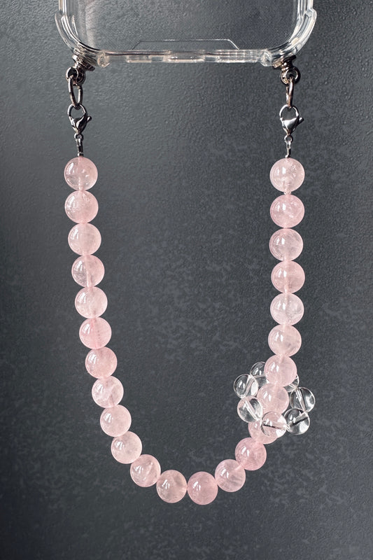 Gentle Soul - Rose Quartz Phone Strap / Gemstone Phone Charm/ Healing Crystal Beads Phone Chain