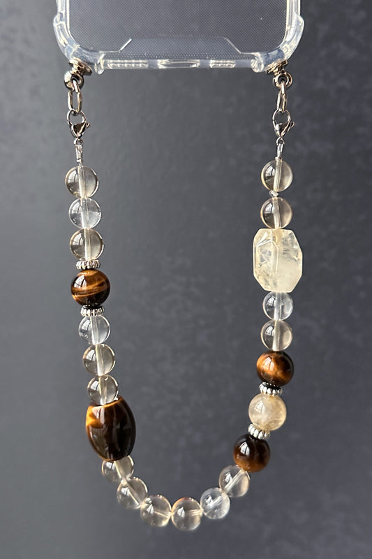 “Riches' Radiance” Tiger's eye Phone Strap/ Powerful Abundance Magnet / Gemstone Phone Charm / Healing Crystal Beads Phone Chain