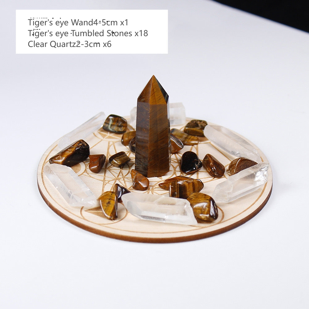 Tiger's eye Healing Crystal Set | Crystal Grid