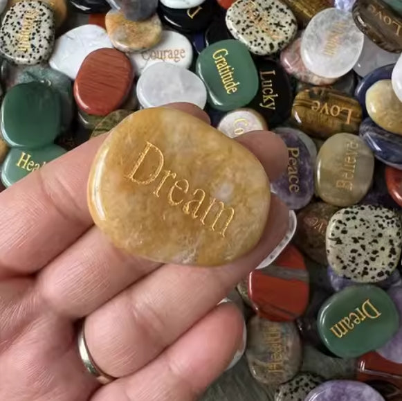 Natural Engraved Inspirational Word Worry Stones(15 Different Words)