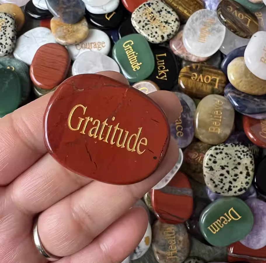 Natural Engraved Inspirational Word Worry Stones(15 Different Words)