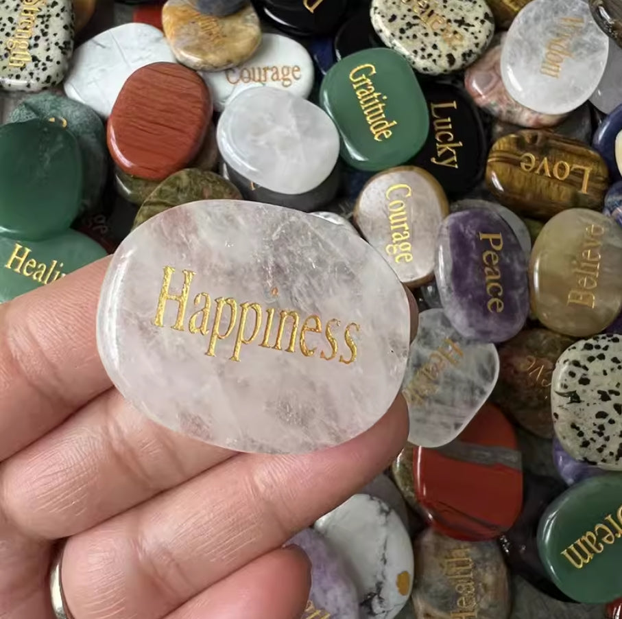 Natural Engraved Inspirational Word Worry Stones(15 Different Words)